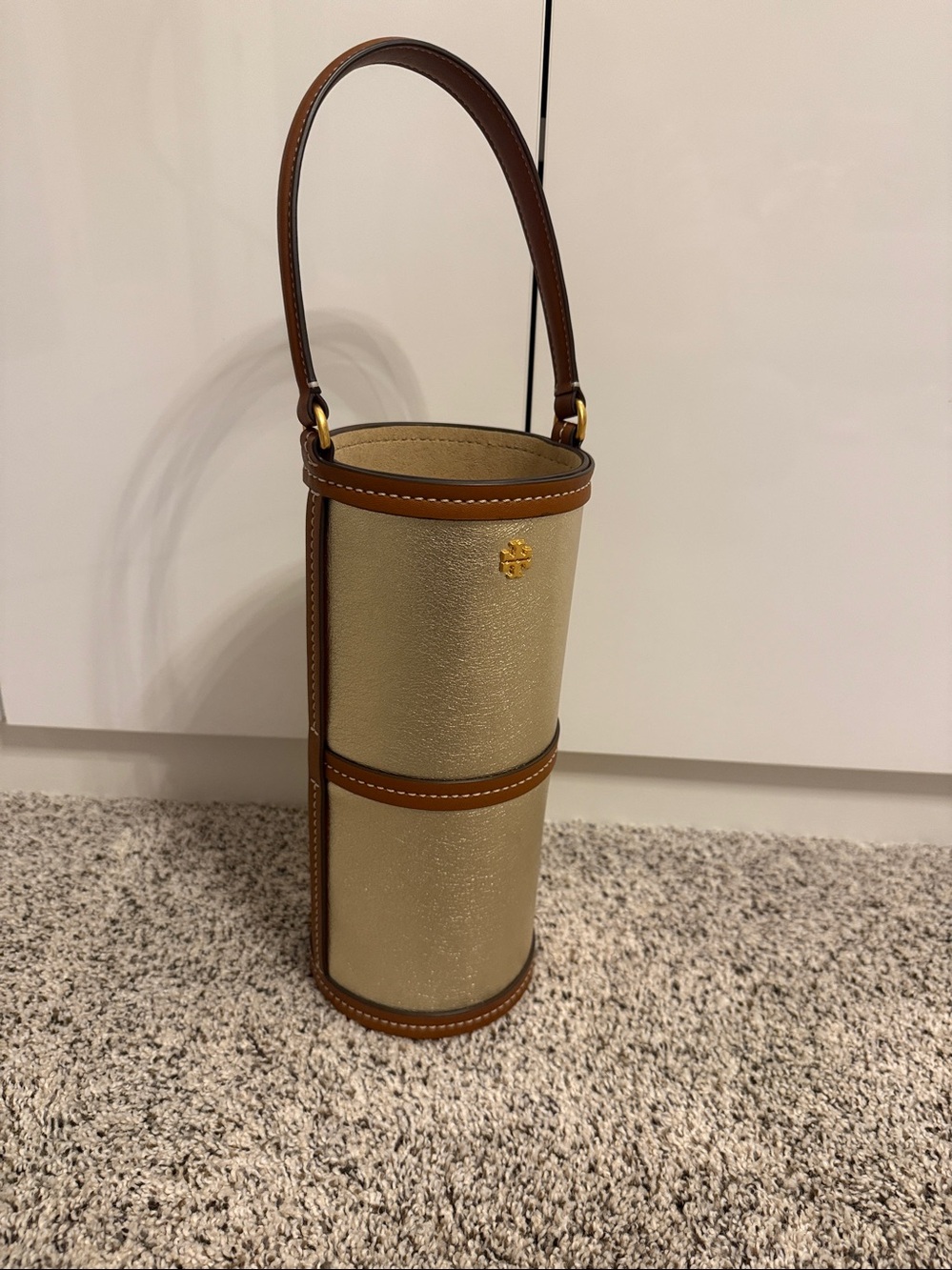 Tory Burch Emerson Wine Tote in Gold Leather NWOT